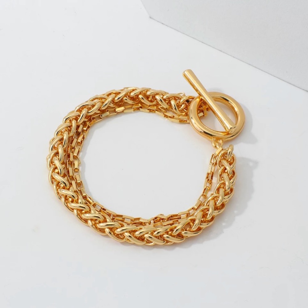 Fashion Thick Multi Layer Gold Tone Bracelet - Picture 3 of 5